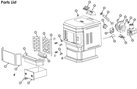 Parts List Diagram and Parts List for AP5660  US Stove Company Heating Stove